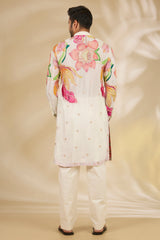 Cream Multicolour Floral Kurta Set