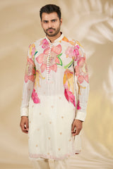 Cream Multicolour Floral Kurta Set