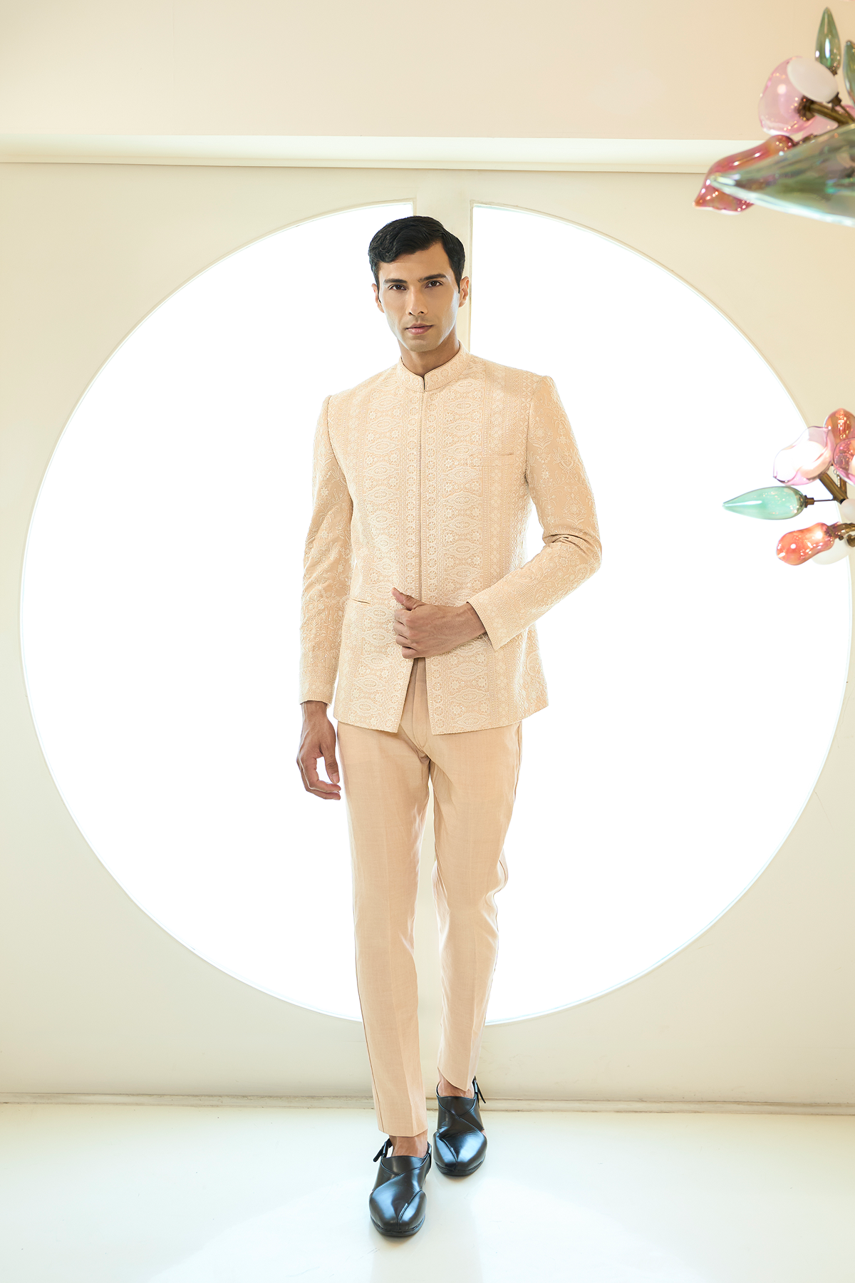 Salman Pink Threadwork Bandhgala Set