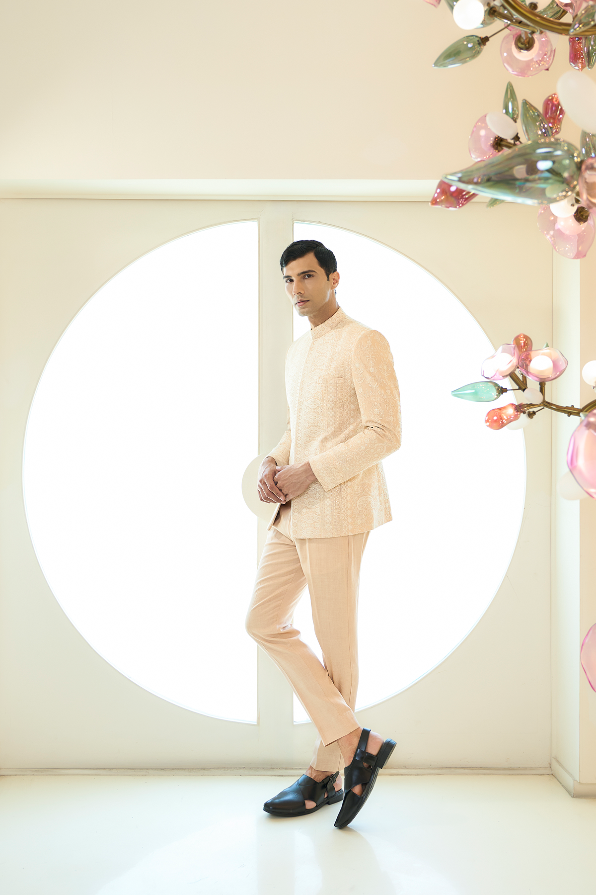 Salman Pink Threadwork Bandhgala Set