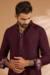Ox Blood Georgette Sequin Jaal Bundi Kurta Set