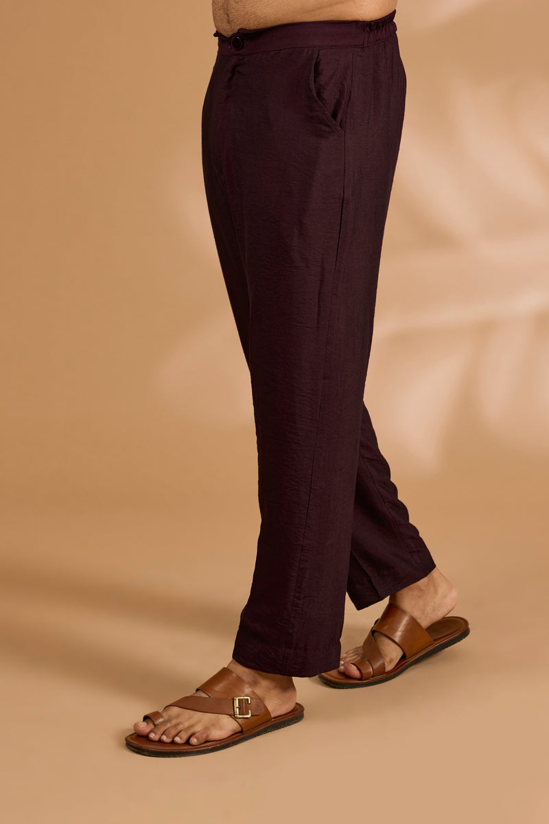 Ox Blood Georgette Sequin Jaal Kurta with Loop Buttons