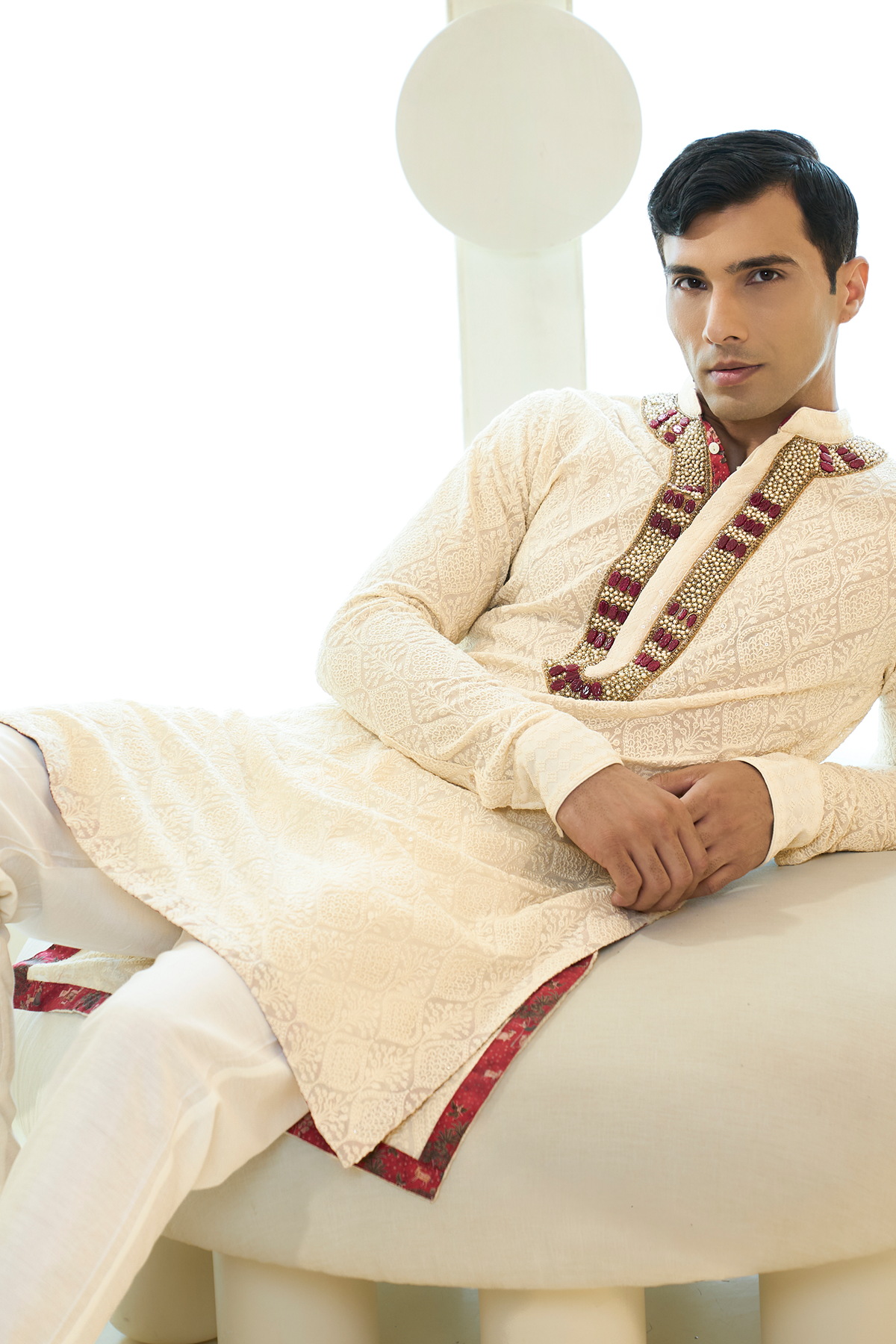 Ivory Thread Jaal Georgette Kurta Set