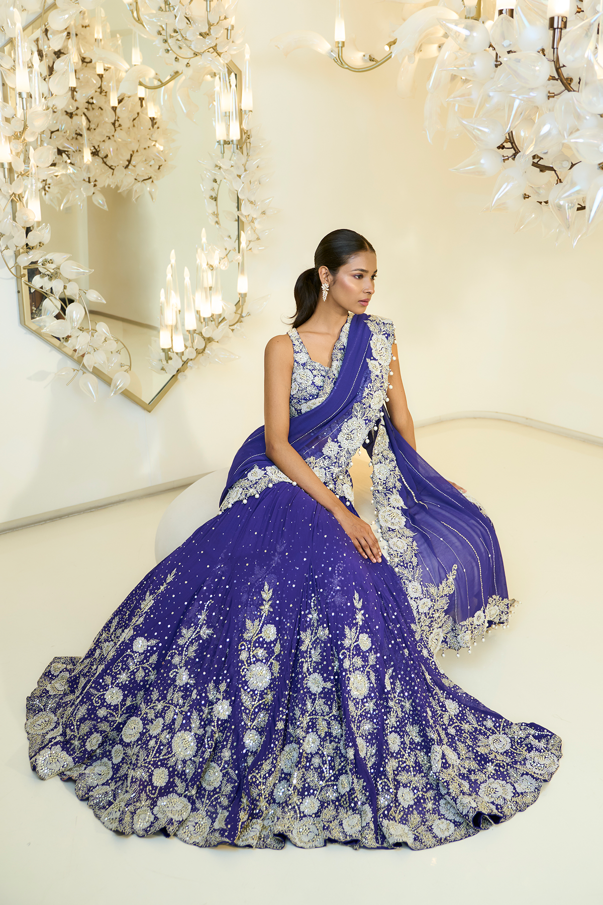 INDIGO LEHENGA SAREE