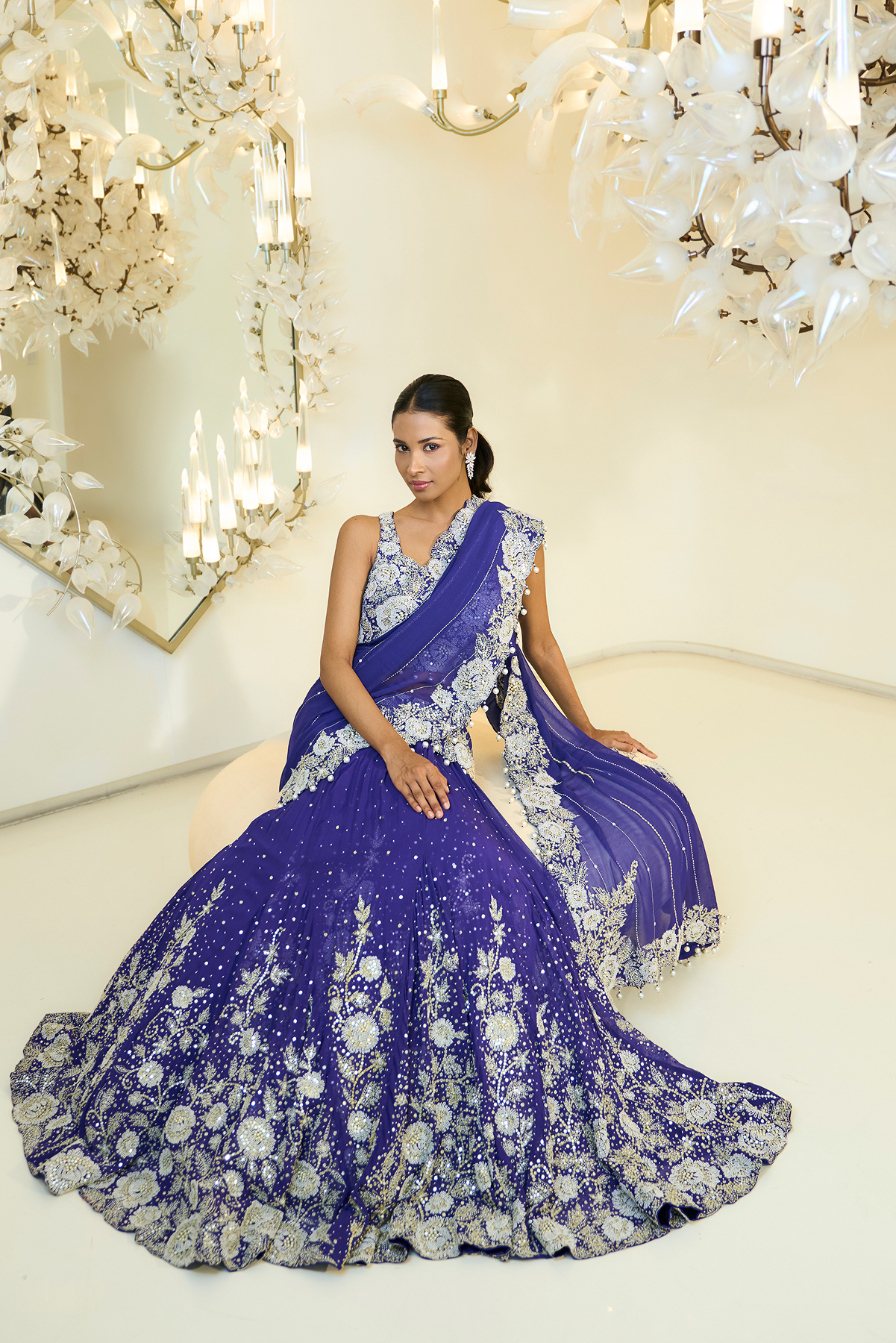 INDIGO LEHENGA SAREE
