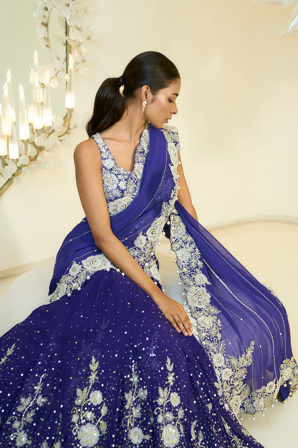 INDIGO LEHENGA SAREE