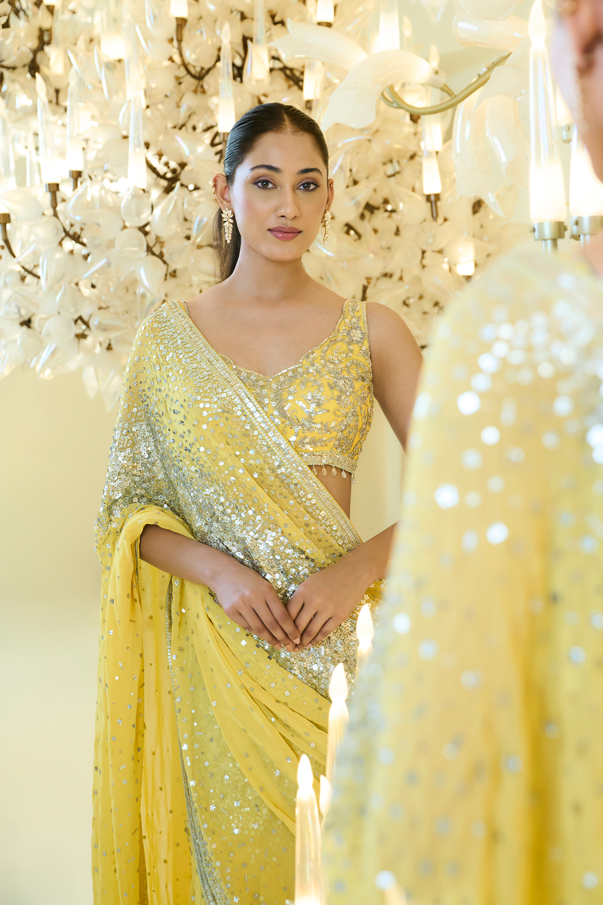 SUNSHINE YELLOW  LEHENGA SAREE SET