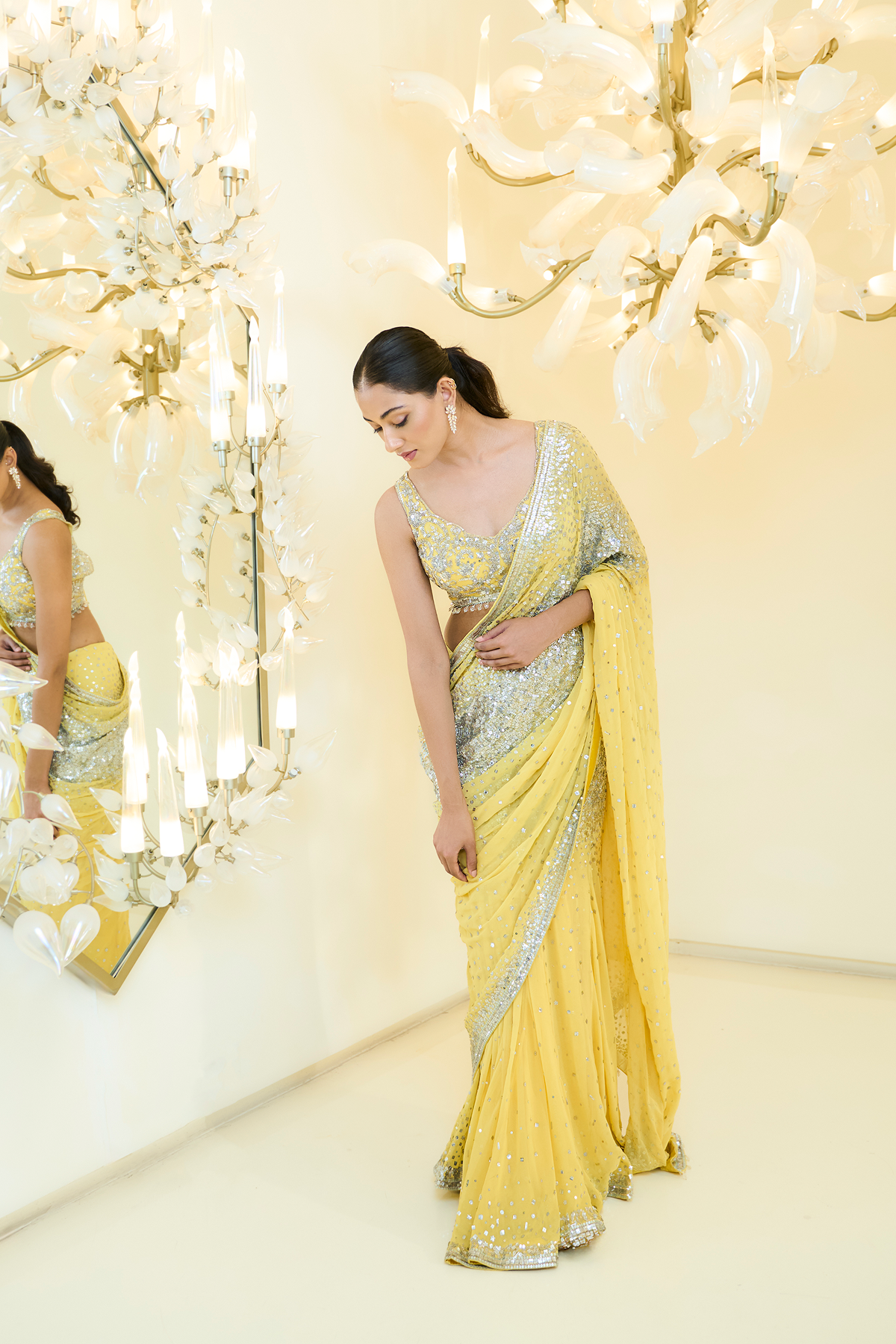 SUNSHINE YELLOW  LEHENGA SAREE SET