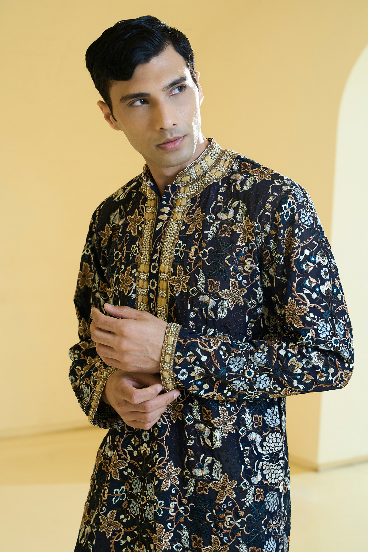 Blue Multi Resham Jaal Kurta Set