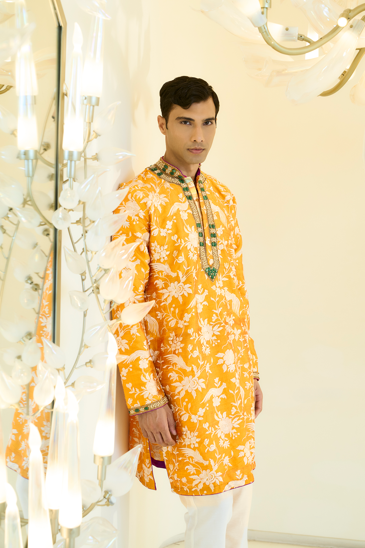 Haldi Yellow Parsi Gara Kurta Set