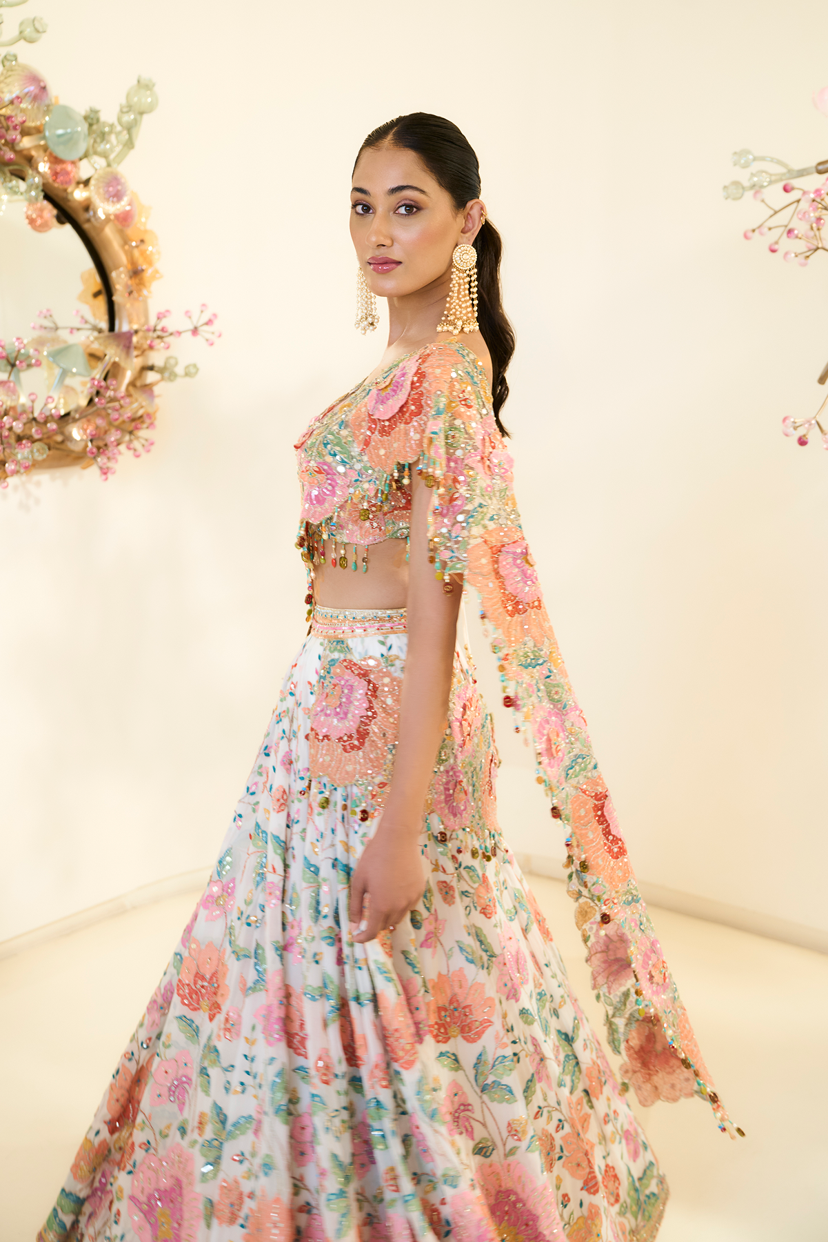 IVORY FLORAL LEHNGA SET