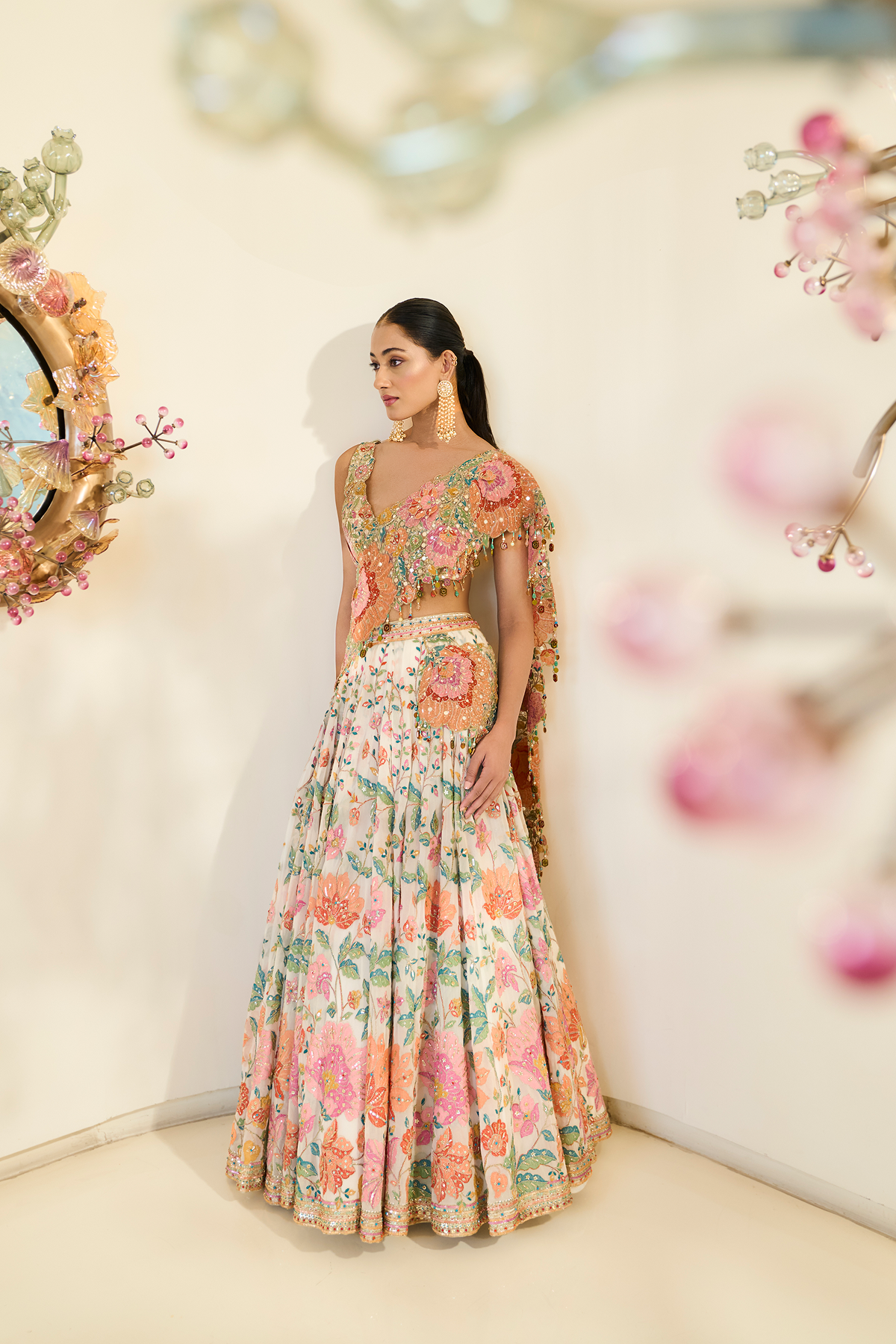 IVORY FLORAL LEHNGA SET