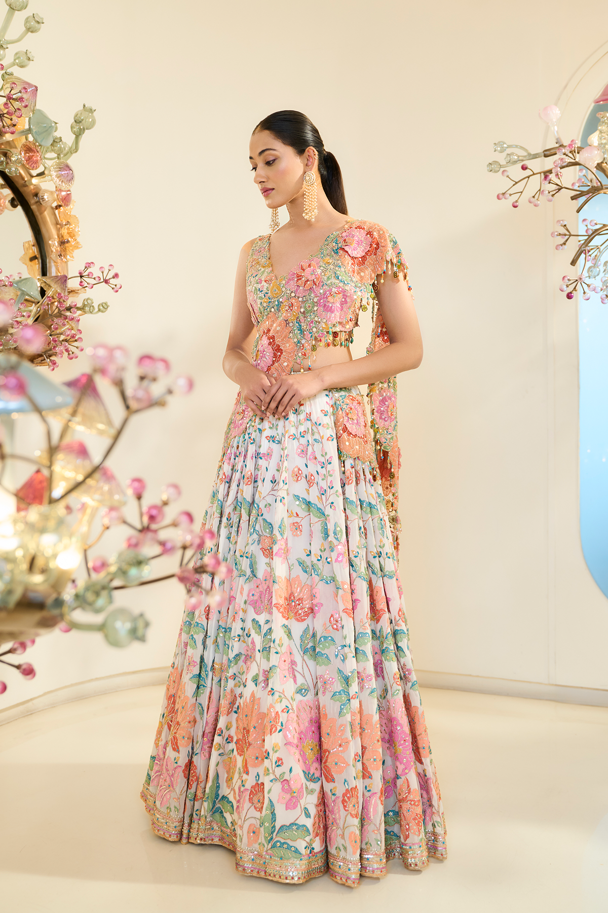 IVORY FLORAL LEHNGA SET