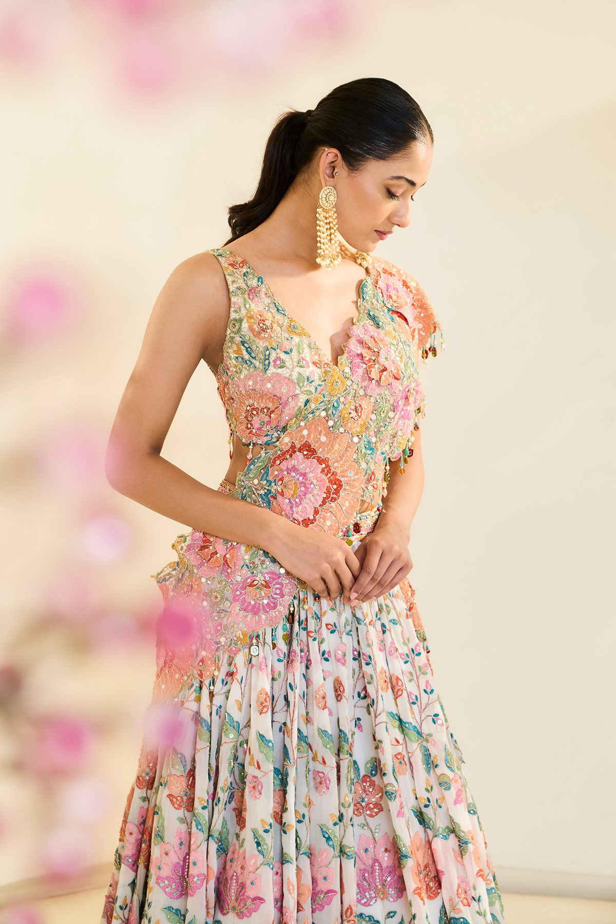 IVORY FLORAL LEHNGA SET