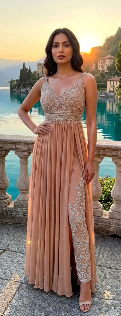 The Gold Embroidered Gown Set