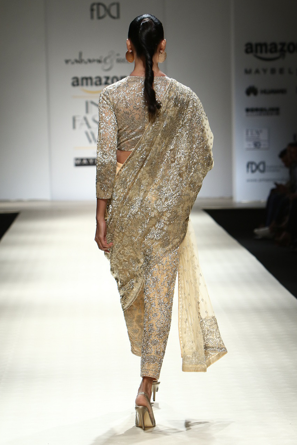 Honey Fully Beaded Drape W. Blouse W. Trouser