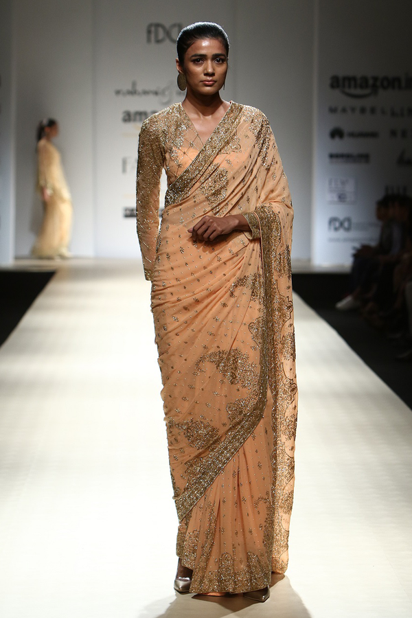 Apricot Heavy Sari Set