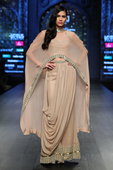 Gold Chiffon Cape W. G-60 Foil Blouse & Dhoti Trouser
