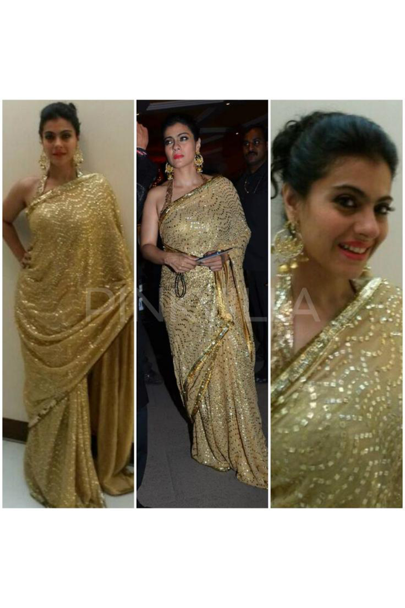 Kajol In Gold Heartbeat Sari Set