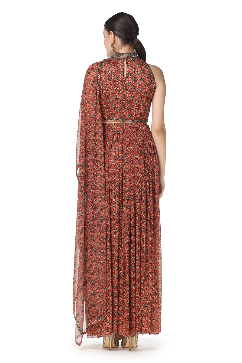 Lana Blouse With Drape With Sharara Set