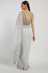 Off White Hand Embroidered Zaynab Saree Set