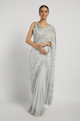 Off White Hand Embroidered Zaynab Saree Set