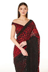 Black Zaynab Shaded Saree With Embroidered Blouse