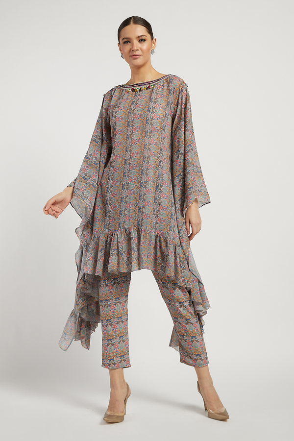 Aquamarine Printed Lana Kaftan Kurta Set