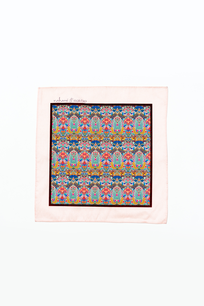 Grey Blue, Orange, & Light Blue Printed Pocket Square Gift Box