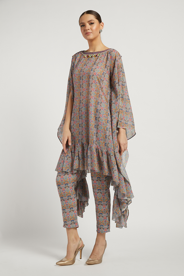 Aquamarine Printed Lana Kaftan Kurta Set