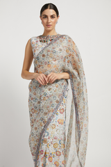 Ivory Printed Tamara Saree Set