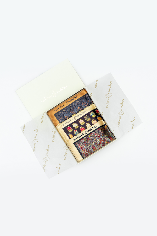 Dark Grey, Purple, & Grey Printed Pocket Square Gift Box
