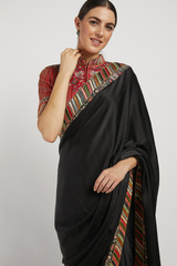 Black Hand Embroidered Zaynab Saree Set