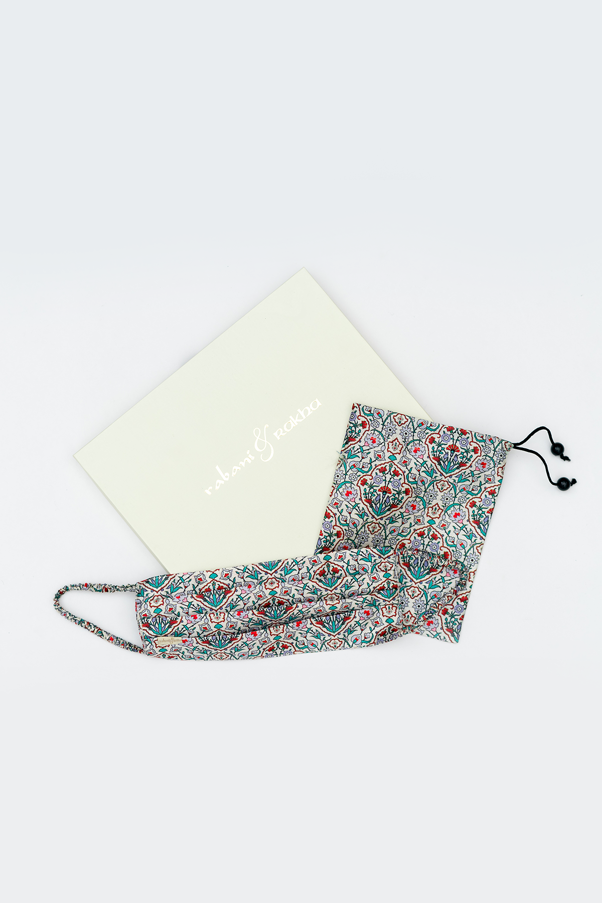 Aqua Mughal Jaal Print Pocket Square and Mask Gift Box