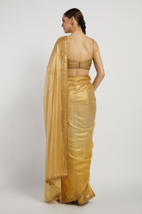 Gold Hand Embroidered Zaynab Saree Set