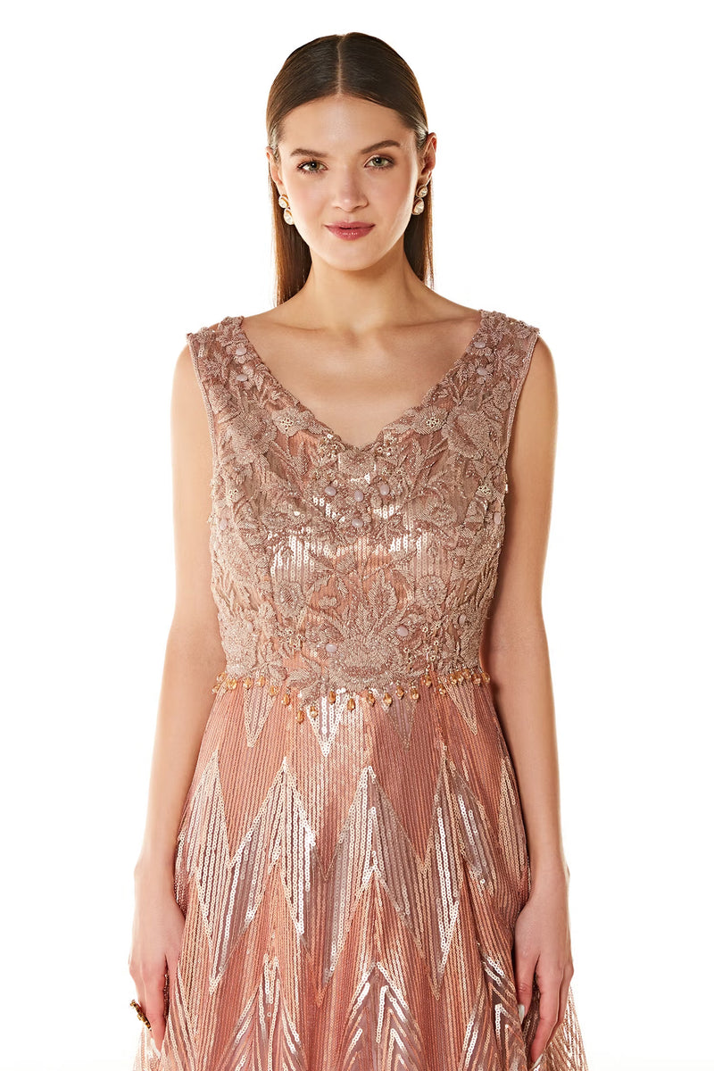 Pink Net Adah Embroidered Gown