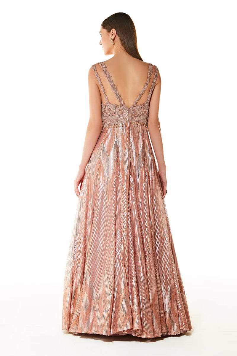 Pink Net Adah Embroidered Gown