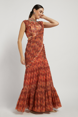 Coral Printed Rabia Lehenga Set