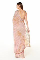 Pink Zaynab Paisley Embroidered Saree With Blouse