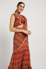 Coral Printed Rabia Lehenga Set