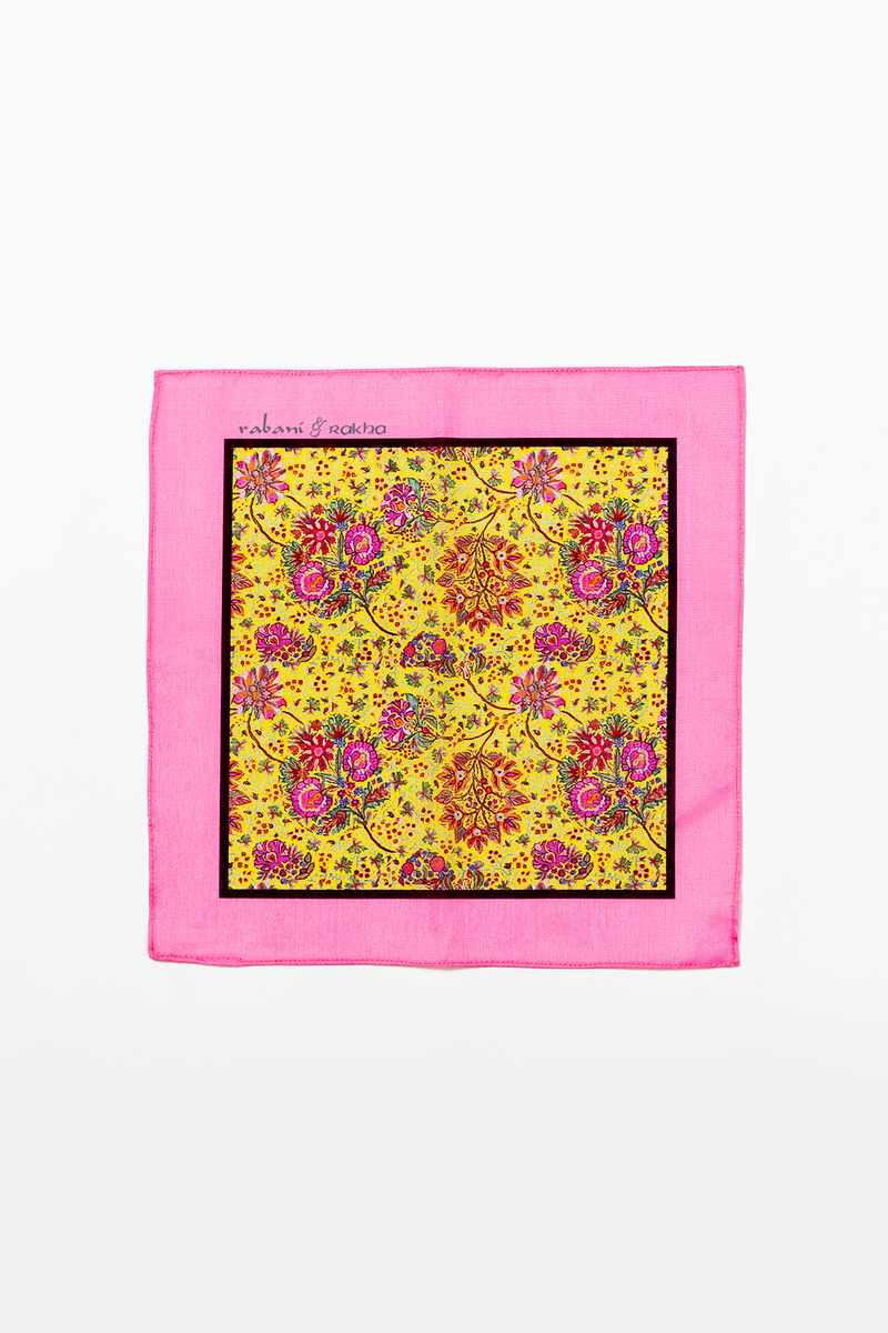 Saffron, Yellow, & Pink Printed Pocket Square Gift Box