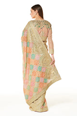 Multi Color Zaynab Bandhani Saree With Blouse