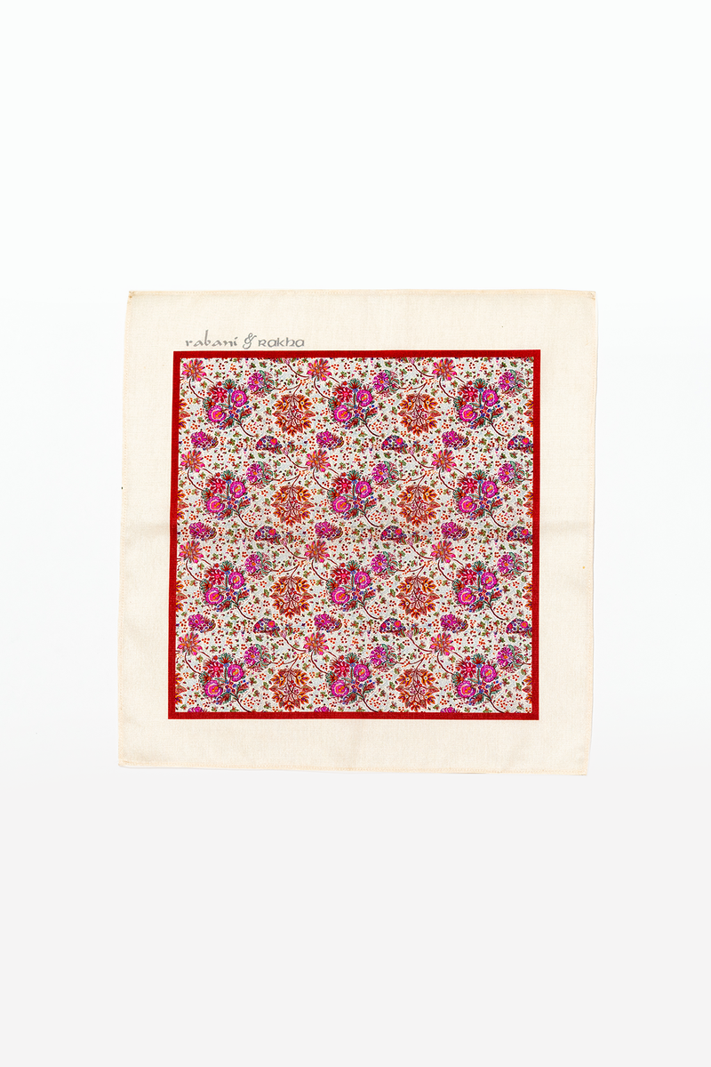 Peach, Beige, & Cream Yellow Printed Pocket Square Gift Box