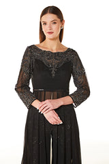 Black Georgette Adah Bodice Embroidered Anarkali And Trouser Set