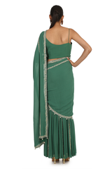 ASPARAGUS G-60 SHARARA WITH DRAPE WITH BLOUSE SET