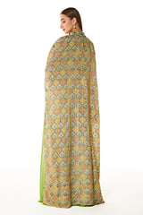 Multi Color Georgette Adha Printed Cape And Palazzo Set