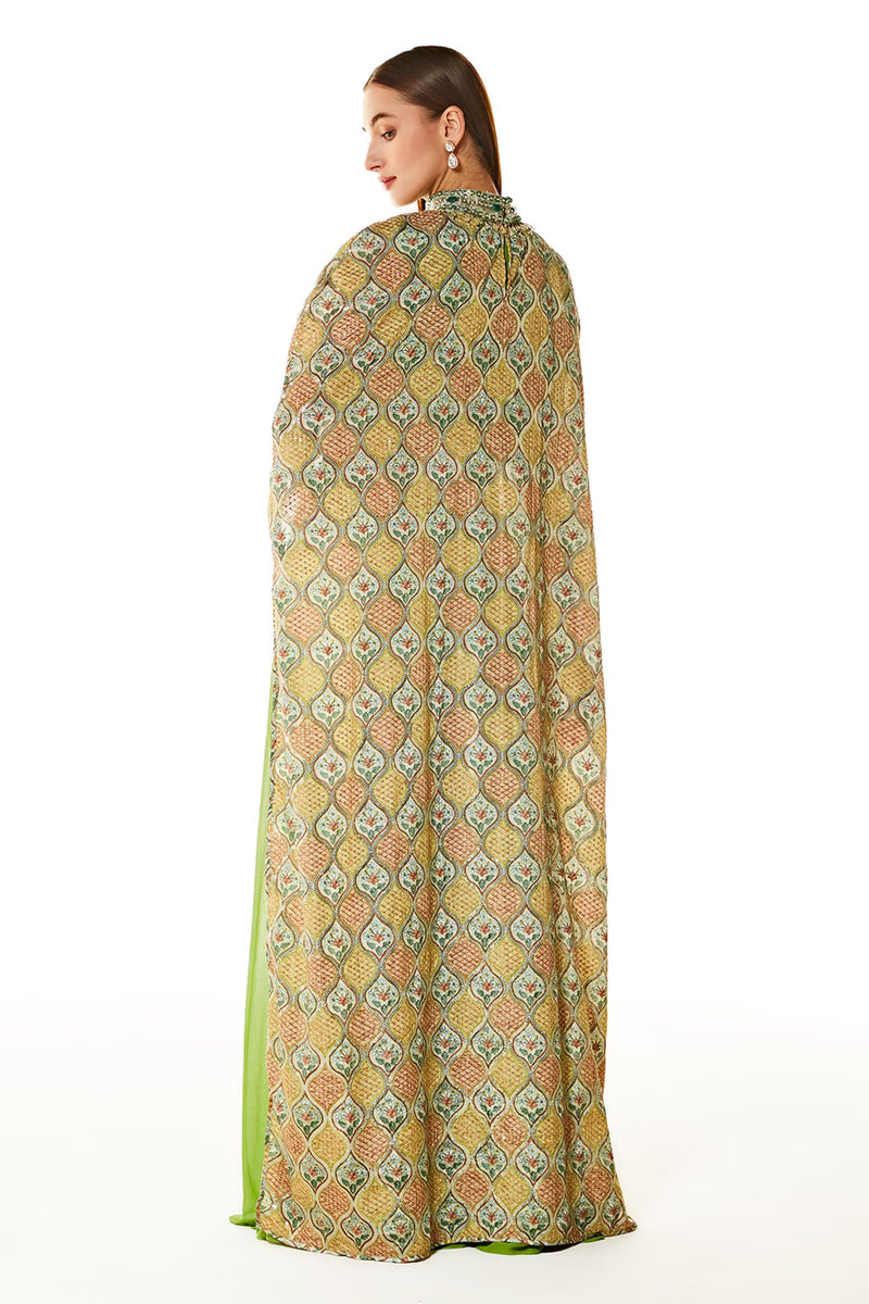 Multi Color Georgette Adha Printed Cape And Palazzo Set