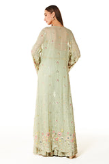 Green Georgette Alia Embroidered Jacket And Pant Set