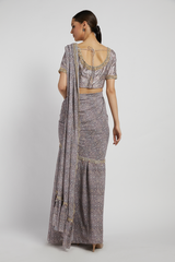 Amethyst Printed Draped Sairaa Saree Set