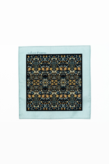 Black & Grey Mughal Garden Print Pocket Square and Mask Gift Box